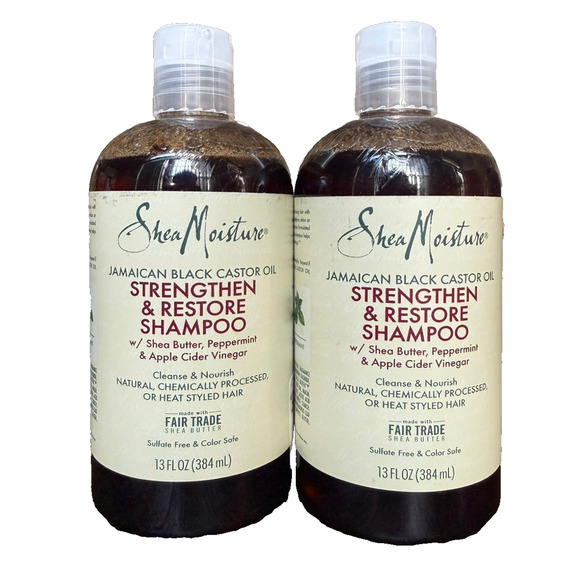 Lot of 2 SheaMoisture Castor Oil Strengthen & Restore Shampoo 13oz - New - Picture 1 of 2